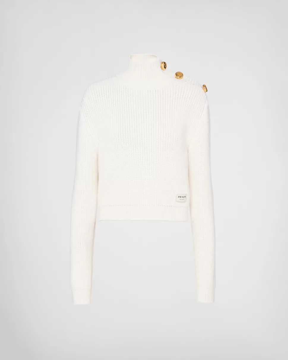 Online Prada Rollkragenpullover Aus Wolle Blau