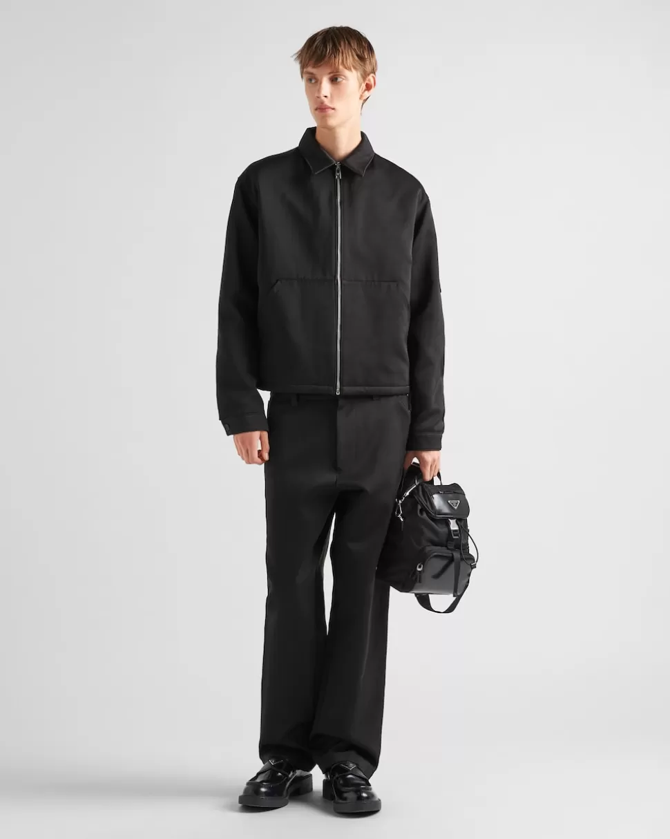 Shop Prada Rucksack Aus Re-nylon Und Gebürstetem Leder Schwarz