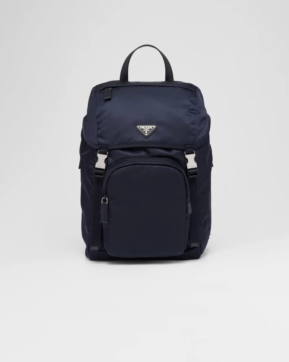 Sale Prada Rucksack Aus Re-nylon Und Saffiano-leder Schwarz