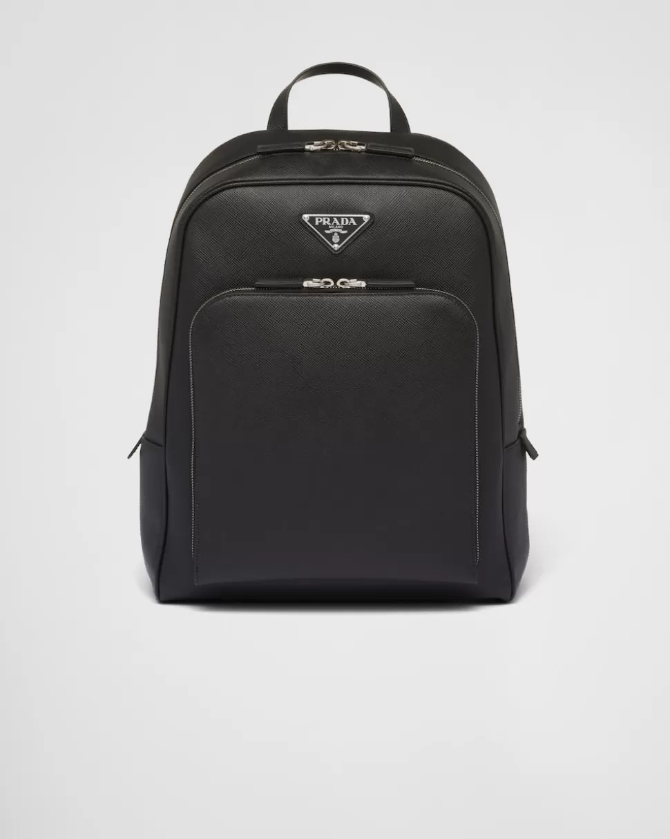 New Prada Rucksack Aus Saffiano-leder Schwarz