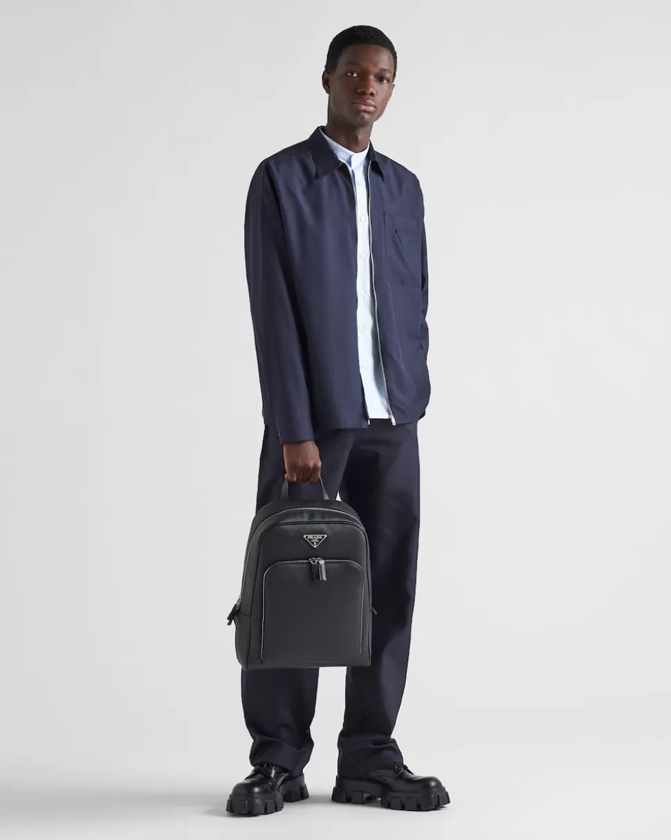 New Prada Rucksack Aus Saffiano-leder Schwarz