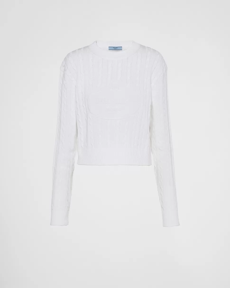 Cheap Prada Rundhalspullover Aus Baumwolle Blau