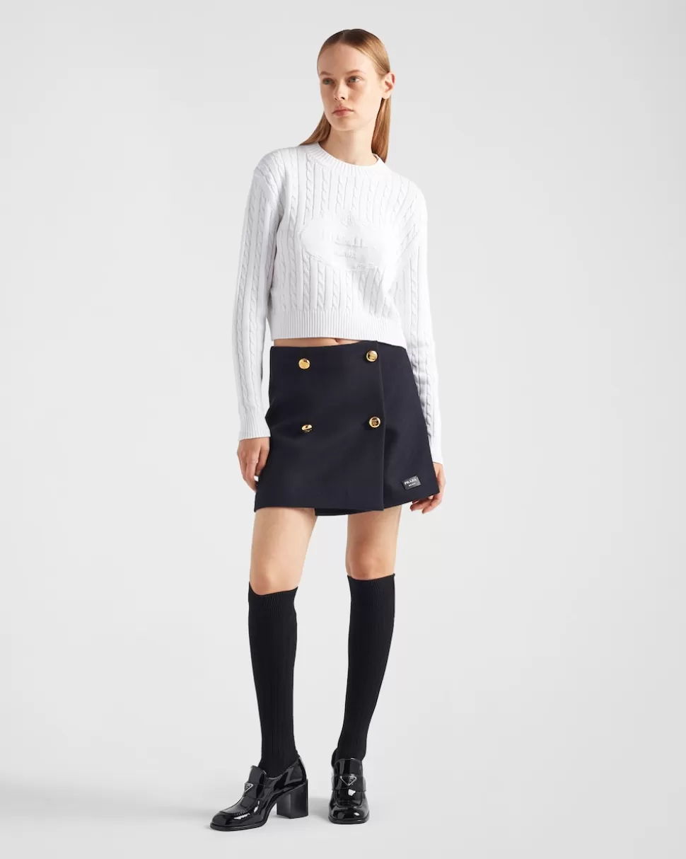 Cheap Prada Rundhalspullover Aus Baumwolle Blau