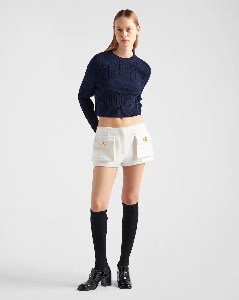 Flash Sale Prada Rundhalspullover Aus Baumwolle Blau
