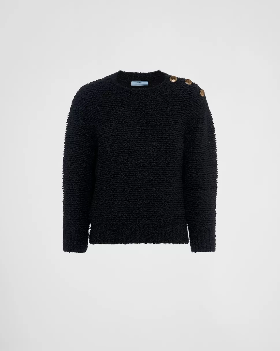Flash Sale Prada Rundhalspullover Aus Bouclé-mohair Schwarz