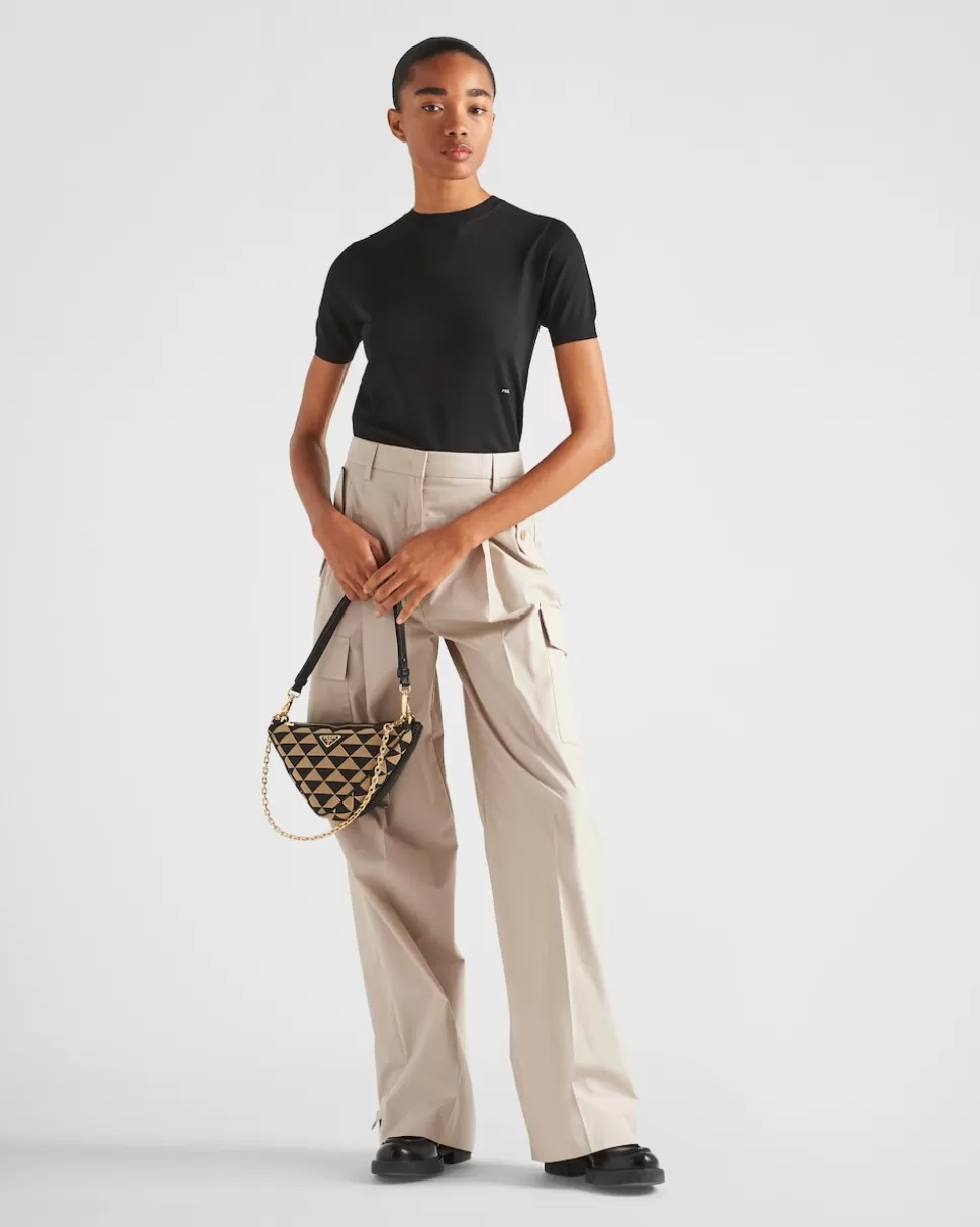 Clearance Prada Rundhalspullover Aus Kammwolle Schwarz
