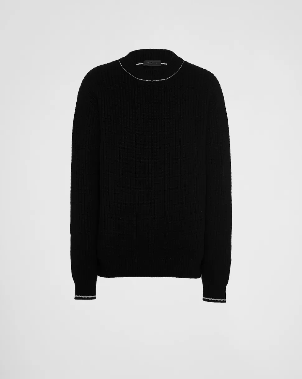 Clearance Prada Rundhalspullover Aus Kaschmir Schwarz