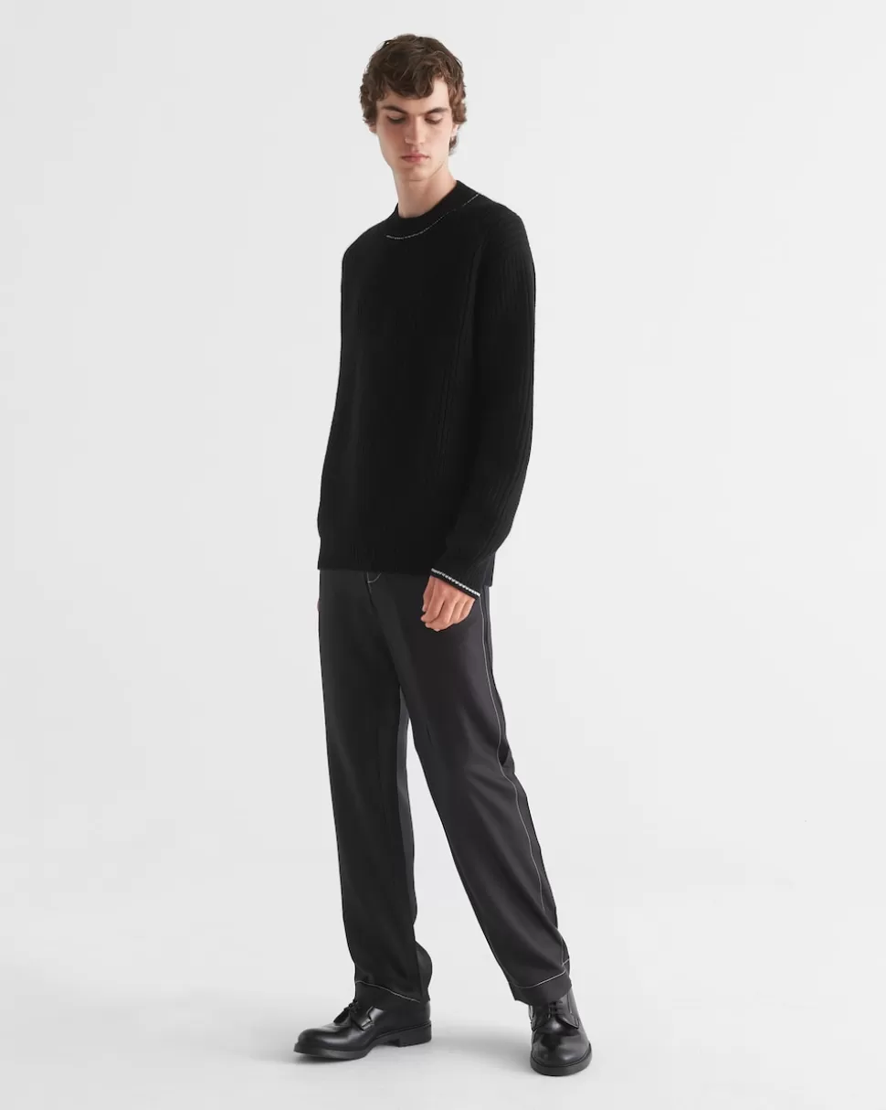 Clearance Prada Rundhalspullover Aus Kaschmir Schwarz