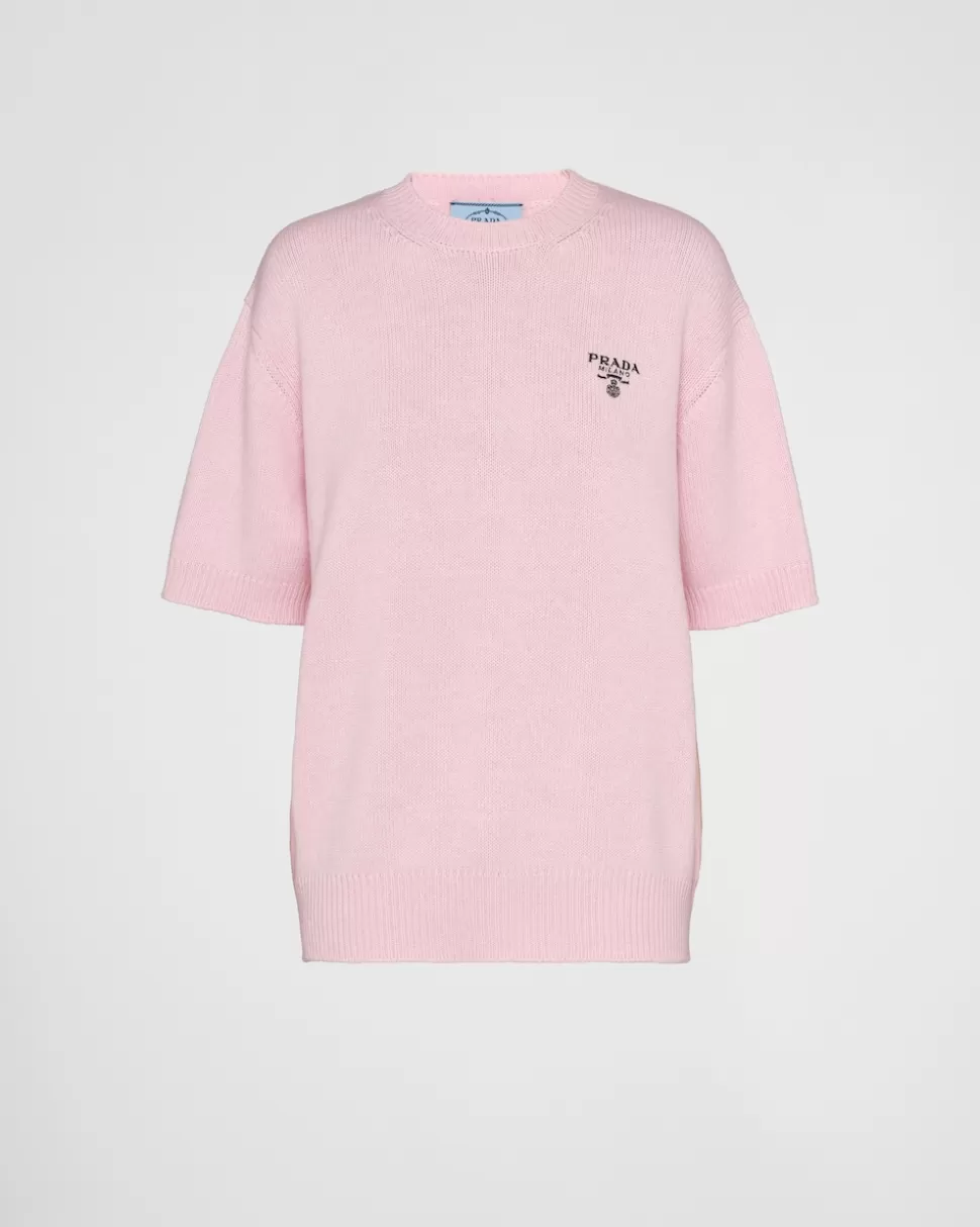 Flash Sale Prada Rundhalspullover Aus Kaschmir Rosa