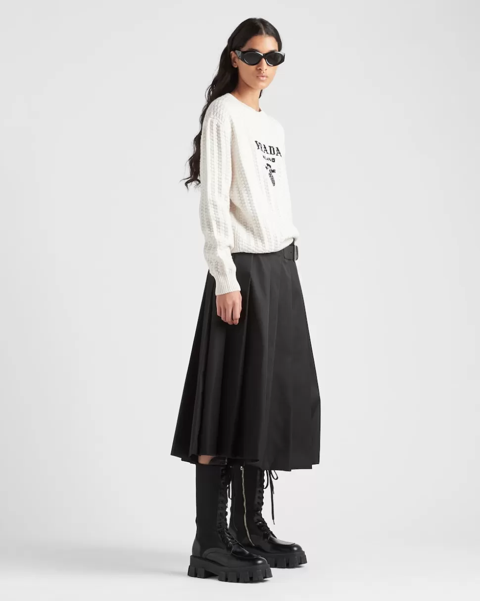 Best Sale Prada Rundhalspullover Aus Kaschmir Weiss