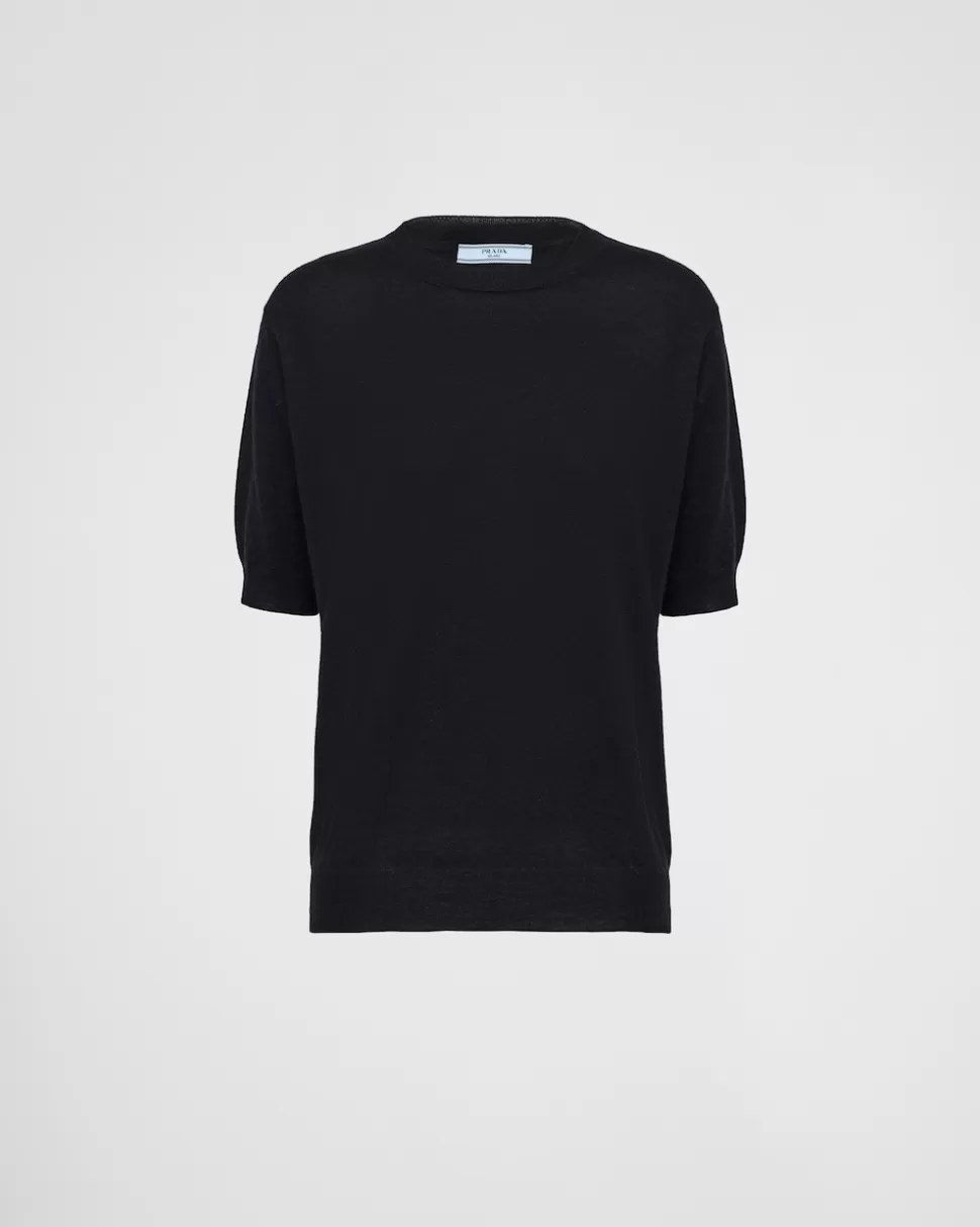 Store Prada Rundhalspullover Aus Kaschmir Blau