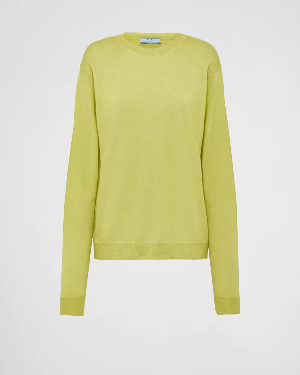 Flash Sale Prada Rundhalspullover Aus Kaschmir Hellgrün