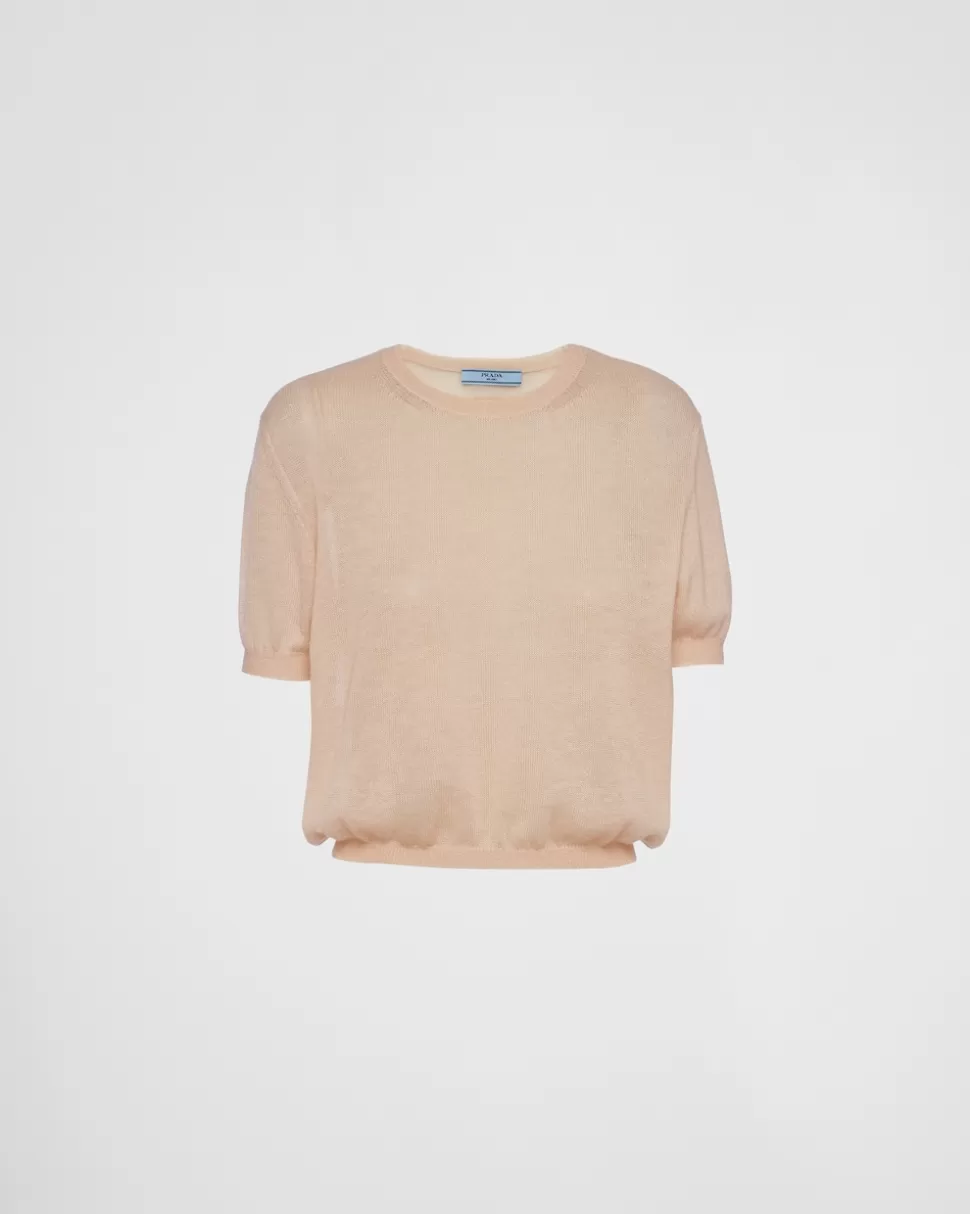 Flash Sale Prada Rundhalspullover Aus Kaschmir Wüstenbeige