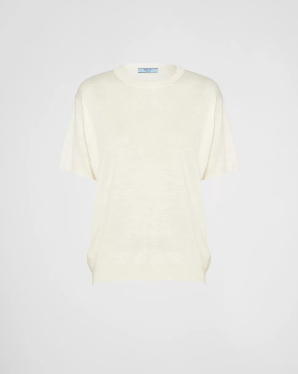 Cheap Prada Rundhalspullover Aus Seide Natur
