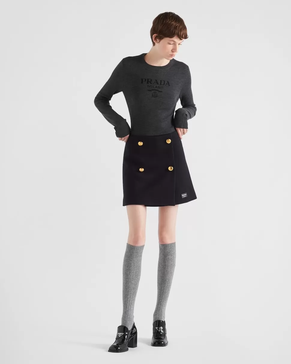Shop Prada Rundhalspullover Aus Superfine-wool Kamelbraun