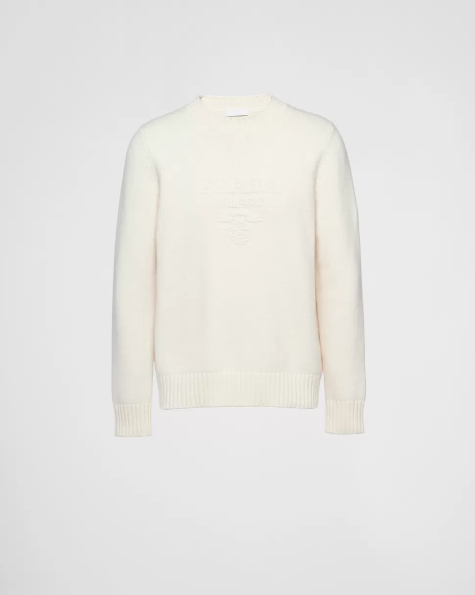 Cheap Prada Rundhalspullover Aus Wolle Und Kaschmir Blau