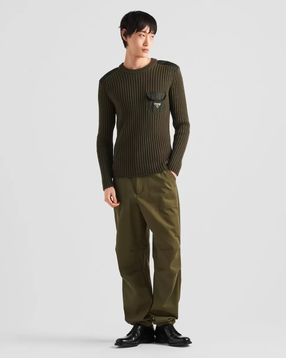 Flash Sale Prada Rundhalspullover Aus Wolle Und Kaschmir Militärgrün