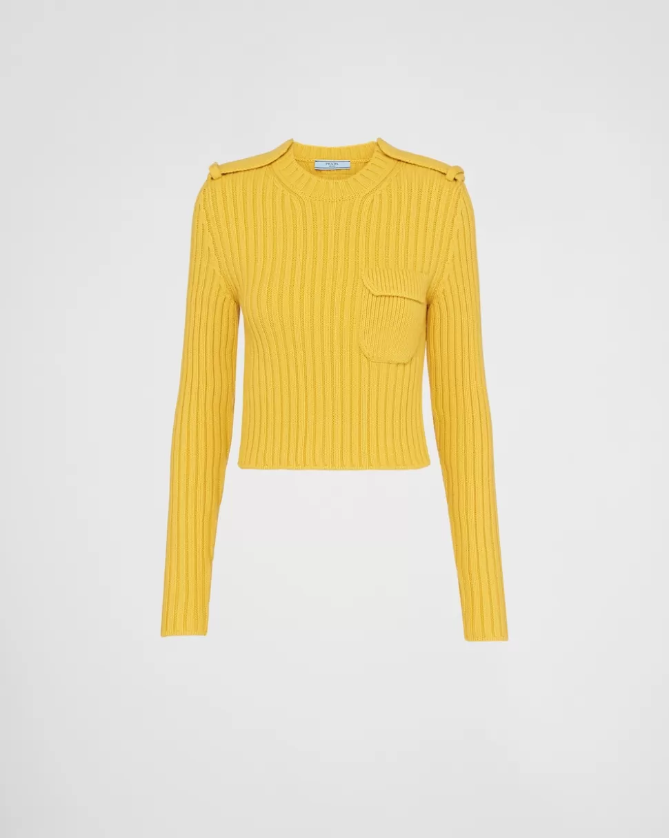 Clearance Prada Rundhalspullover Aus Wolle Und Kaschmir Schwarz