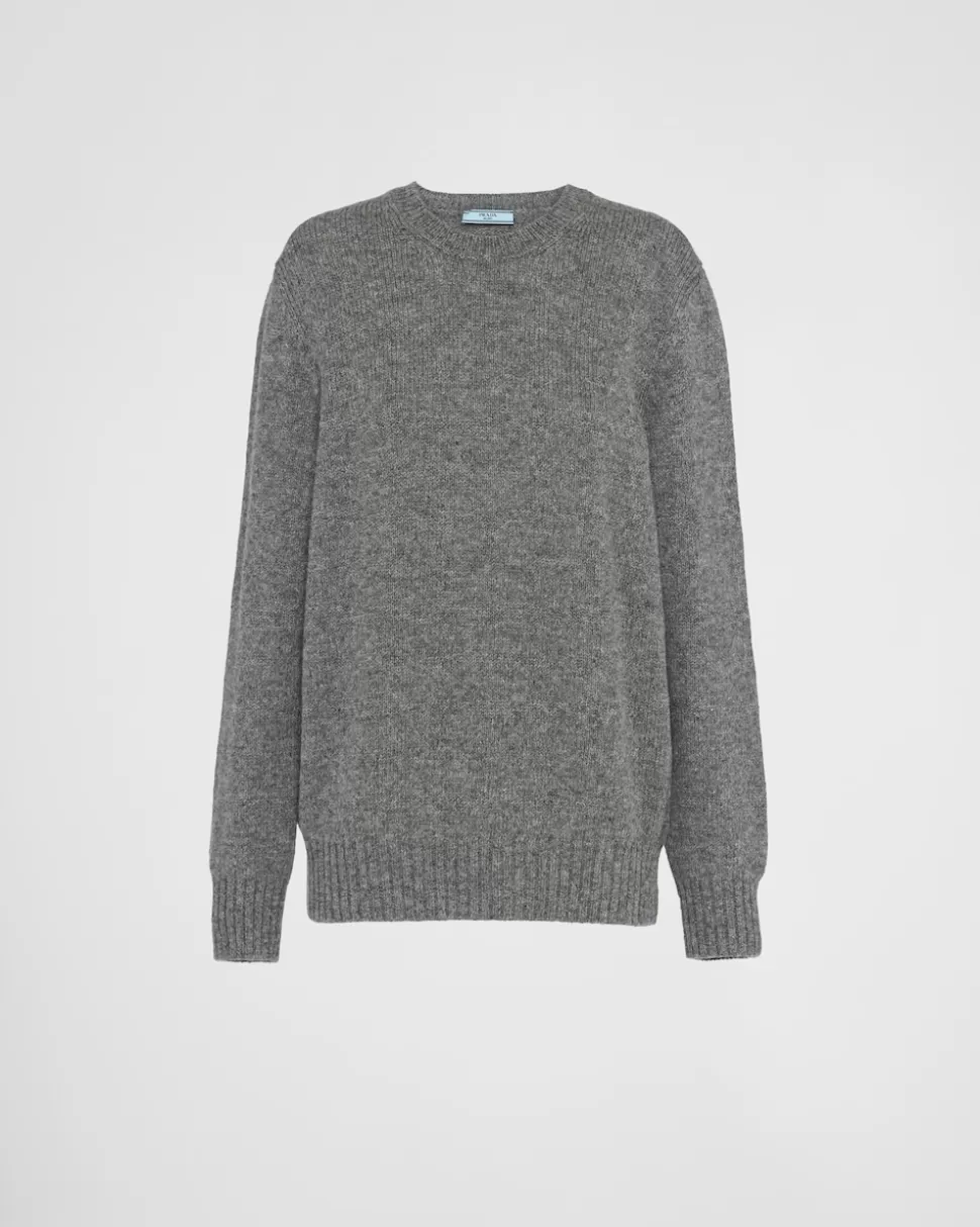 Sale Prada Rundhalspullover Aus Wolle Und Kaschmir Schwarz