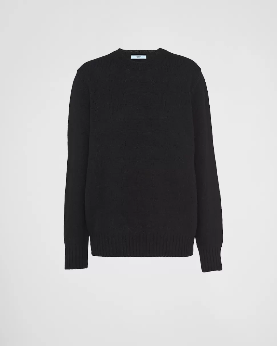 Cheap Prada Rundhalspullover Aus Wolle Und Kaschmir Schwarz