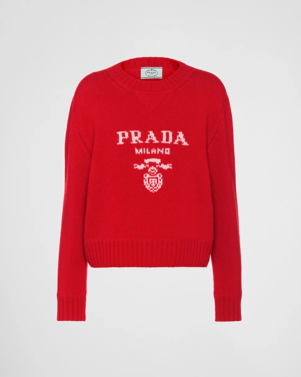 Cheap Prada Rundhalspullover Aus Wolle Und Kaschmir Rot