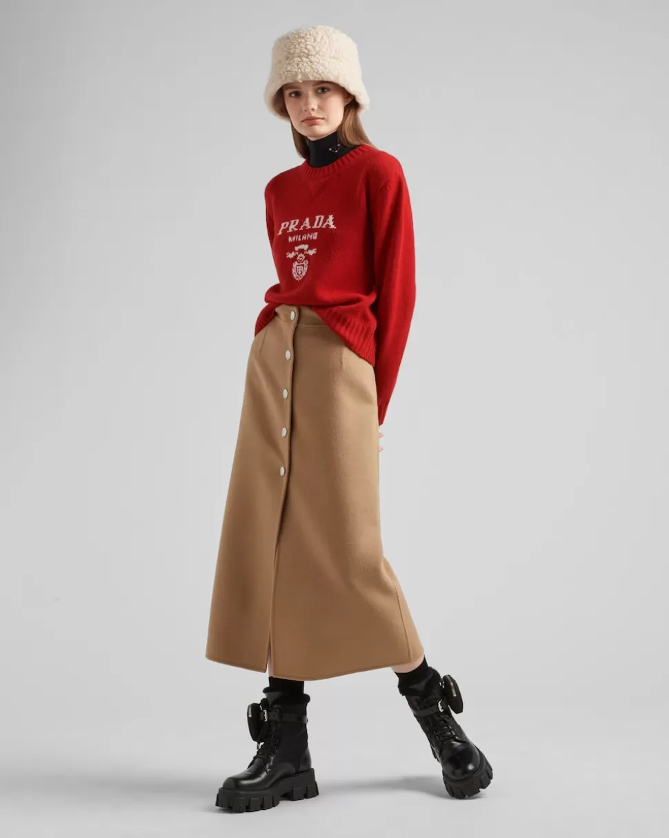 Cheap Prada Rundhalspullover Aus Wolle Und Kaschmir Rot