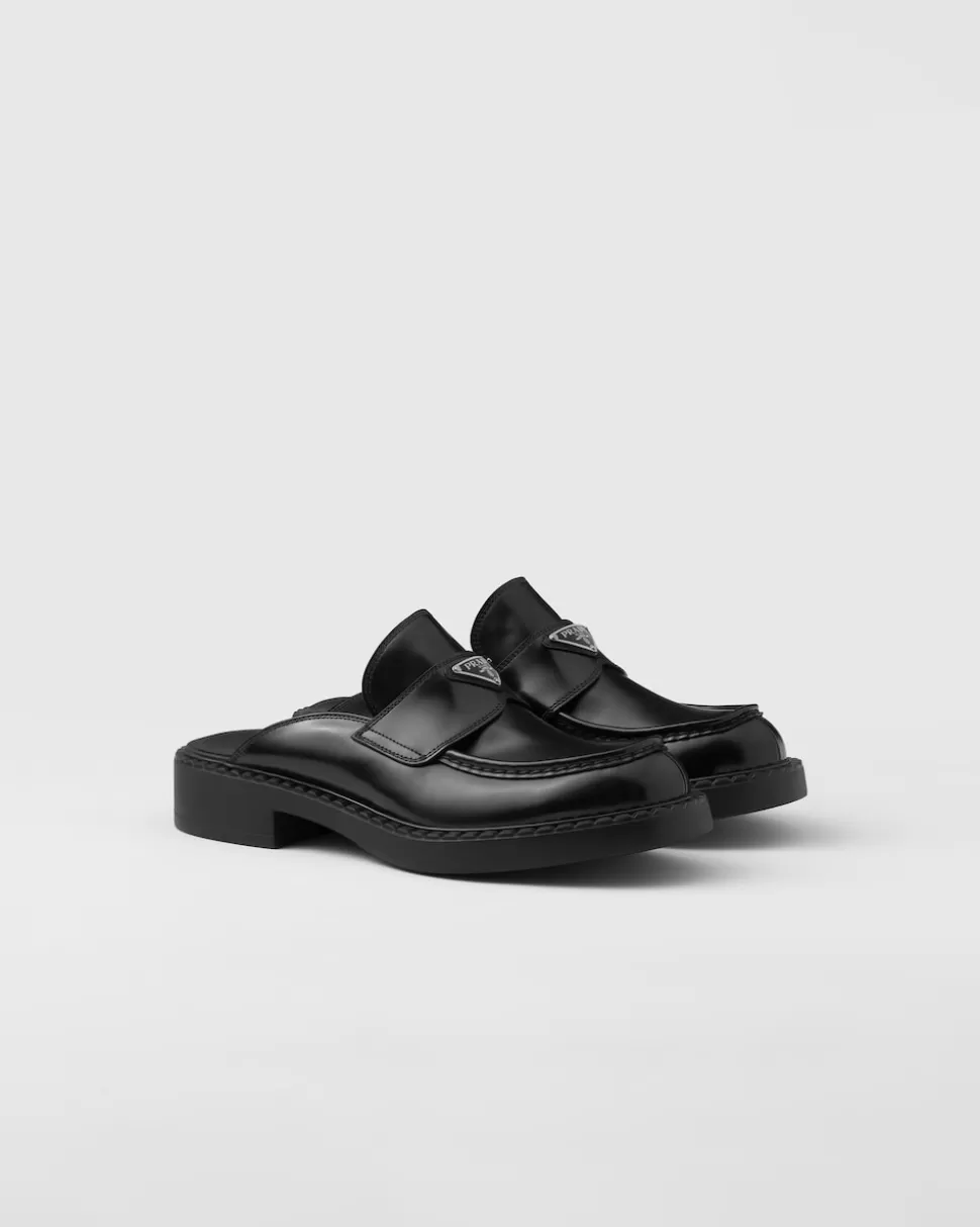 Hot Prada Sabots Aus Gebürstetem Leder Schwarz