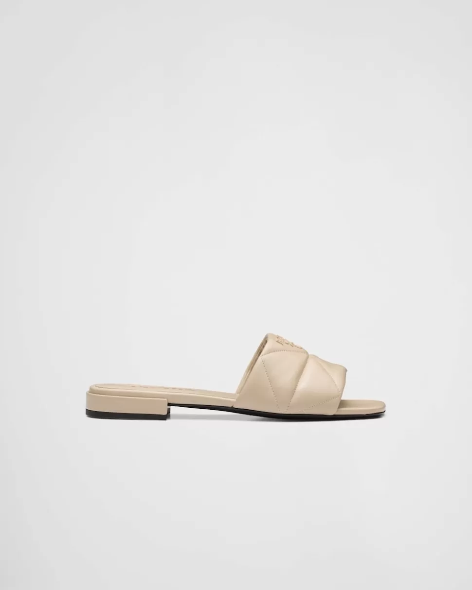 Fashion Prada Sabots Aus Gestepptem Nappa-leder Schwarz