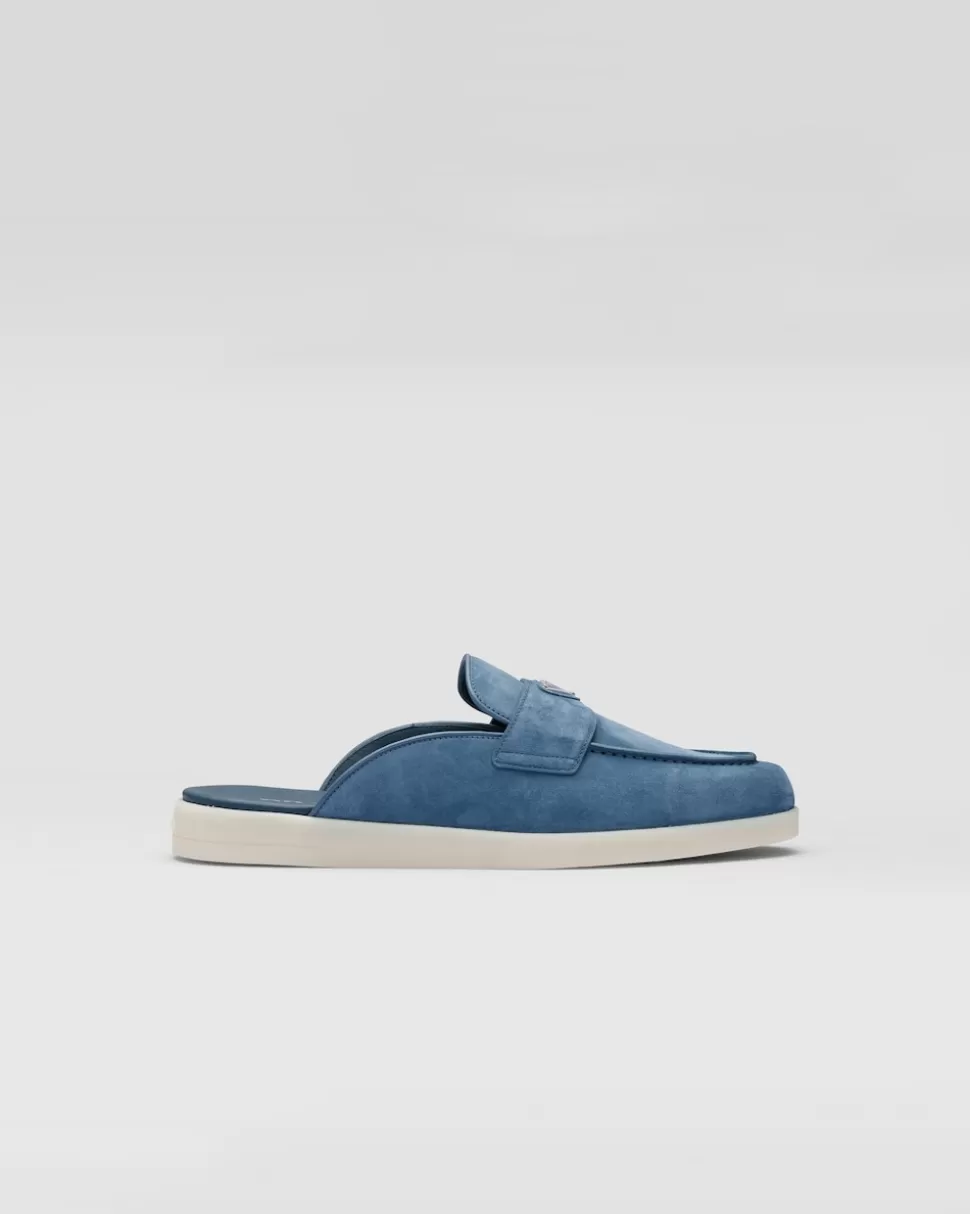 Shop Prada Sabots Aus Wildleder Blau