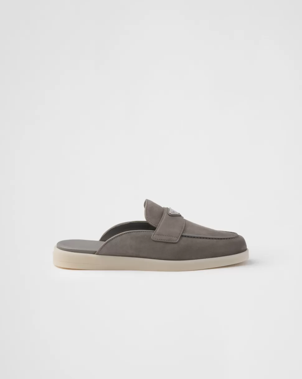 Flash Sale Prada Sabots Aus Wildleder Blau