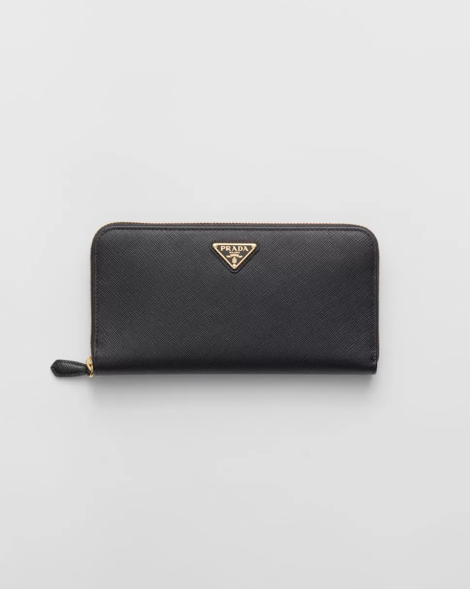 Outlet Prada Saffiano Leather Wallet Schwarz