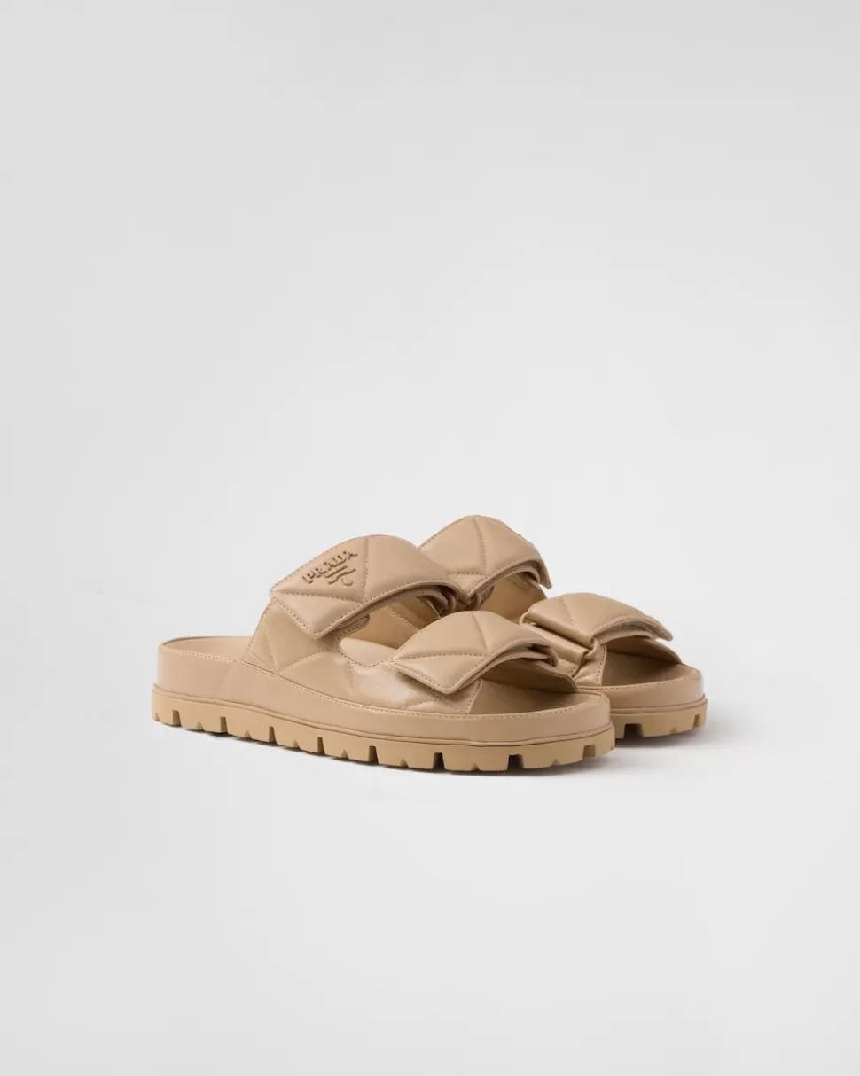 Store Prada Sandalen Aus Gepolstertem Nappa-leder Schwarz