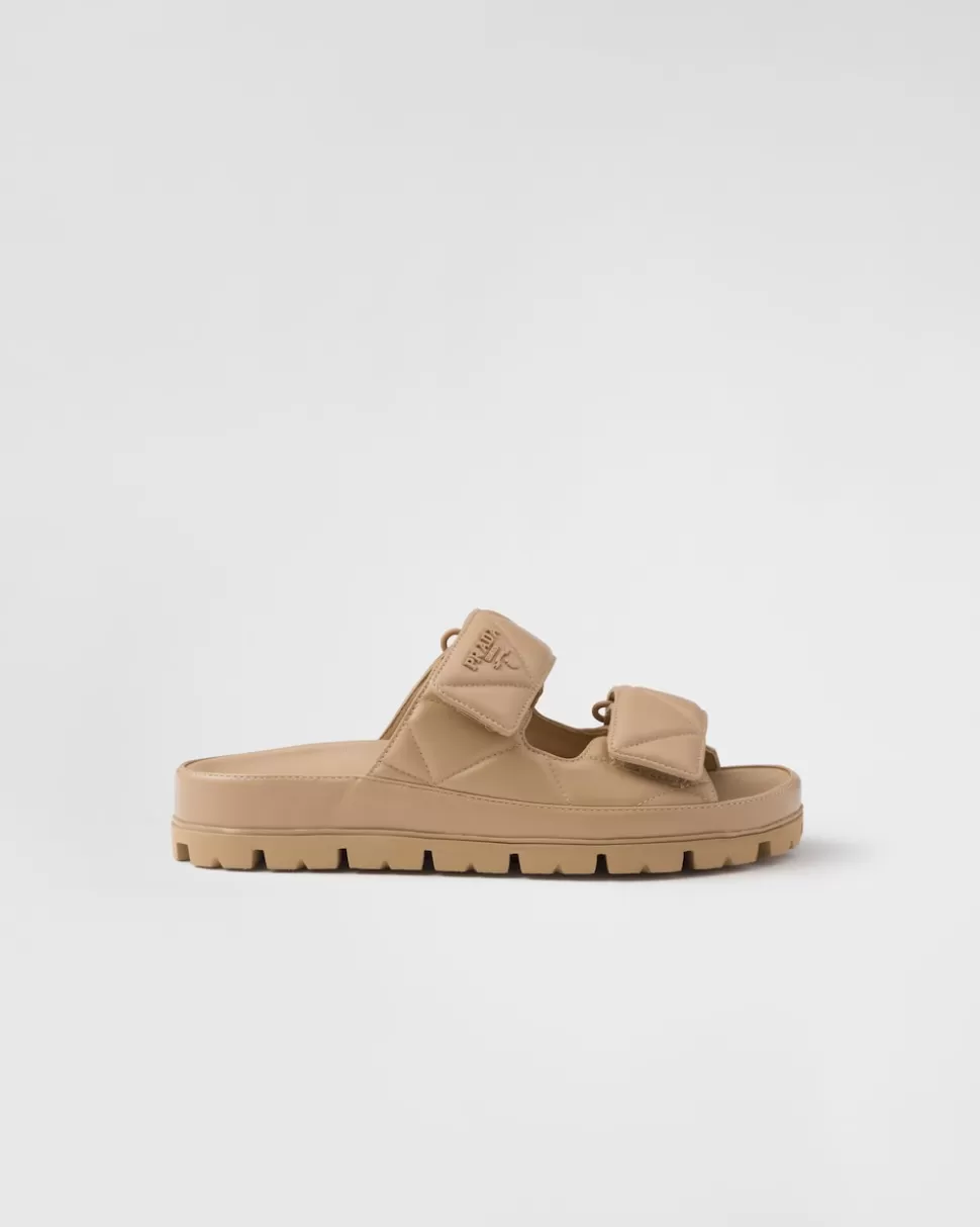 Store Prada Sandalen Aus Gepolstertem Nappa-leder Schwarz