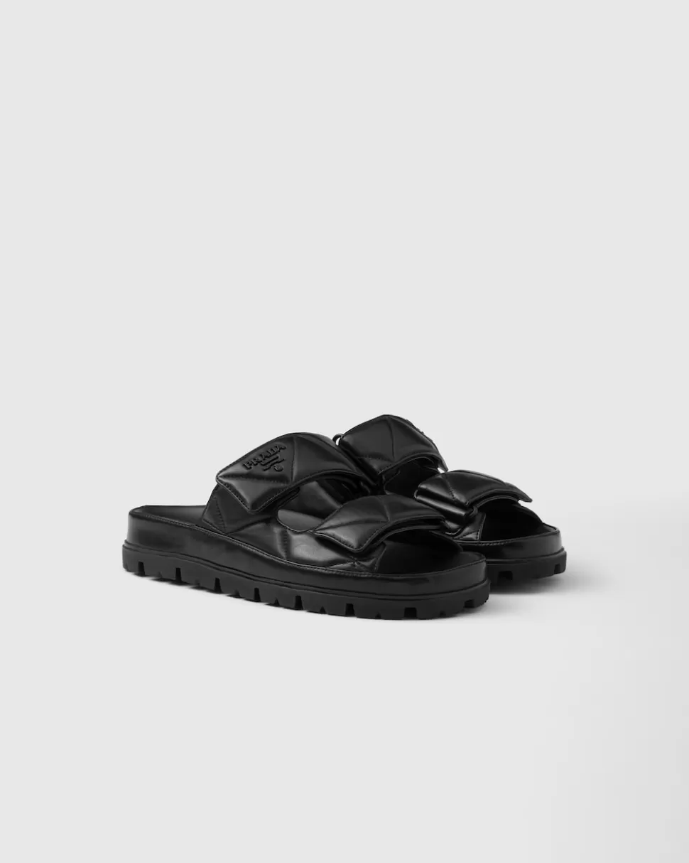 Store Prada Sandalen Aus Gepolstertem Nappa-leder Schwarz