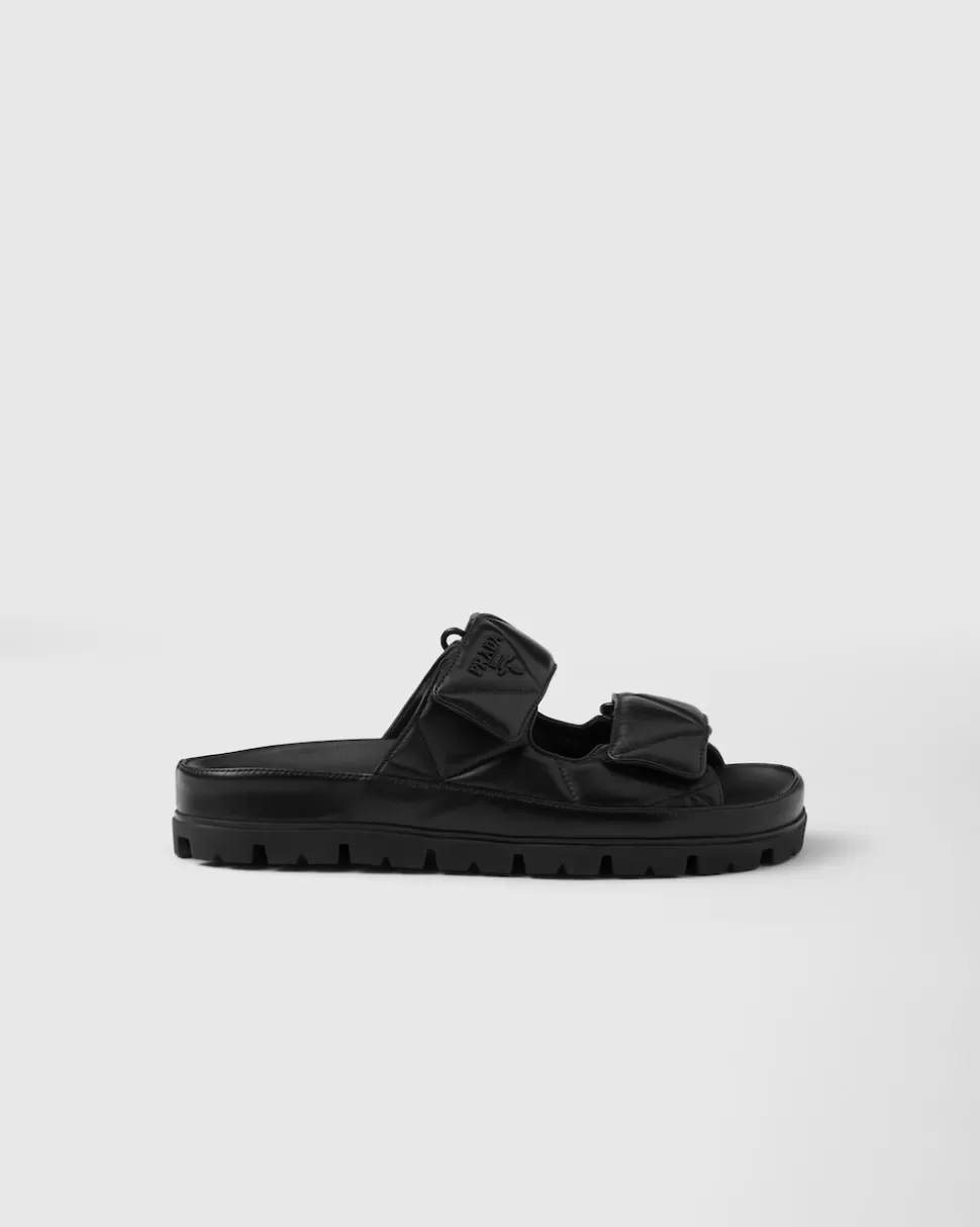 Store Prada Sandalen Aus Gepolstertem Nappa-leder Schwarz