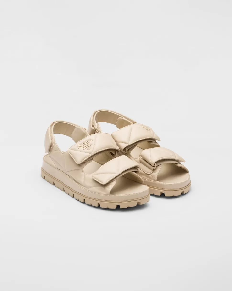 Clearance Prada Sandalen Aus Gepolstertem Nappaleder Schwarz
