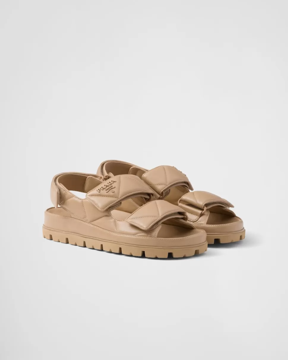 Discount Prada Sandalen Aus Gepolstertem Nappa-leder Schwarz