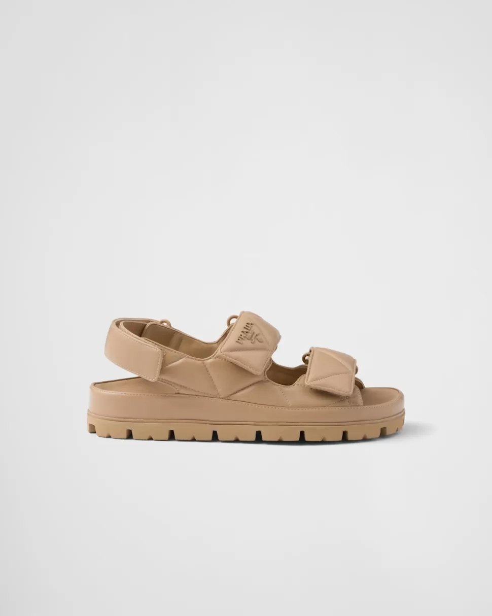 Discount Prada Sandalen Aus Gepolstertem Nappa-leder Schwarz
