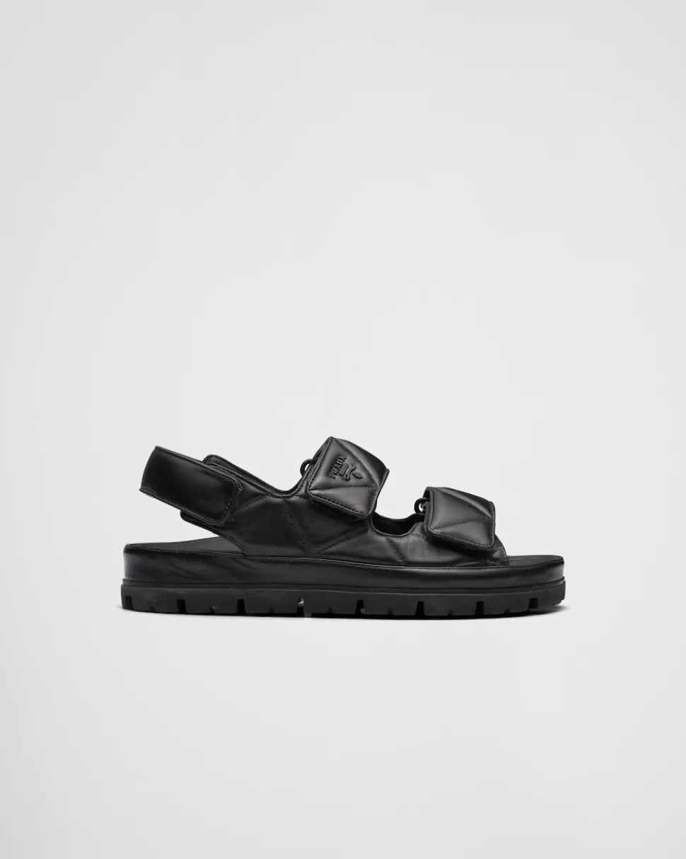 Shop Prada Sandalen Aus Gepolstertem Nappa-leder Schwarz