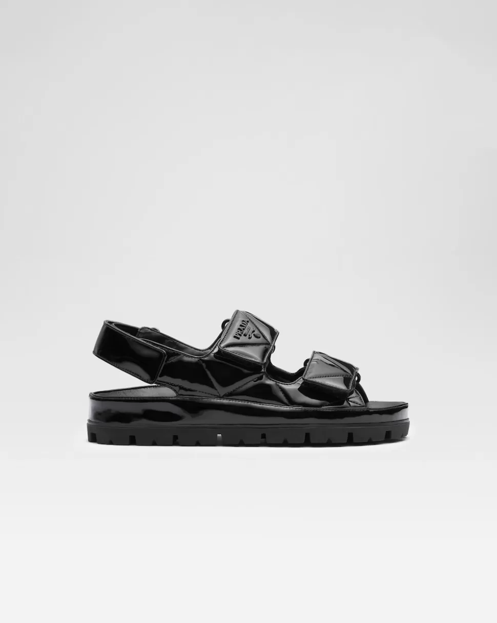 Online Prada Sandalen Aus Lackleder Schwarz