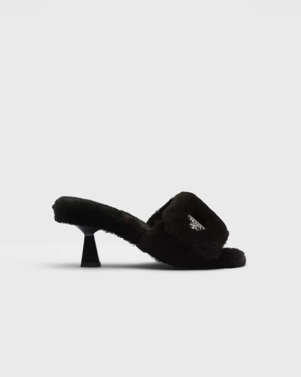 Hot Prada Sandalen Aus Lammfell Schwarz