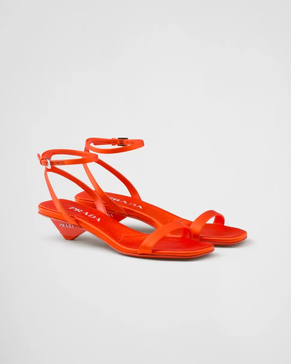 New Prada Sandalen Aus Satin Schwarz