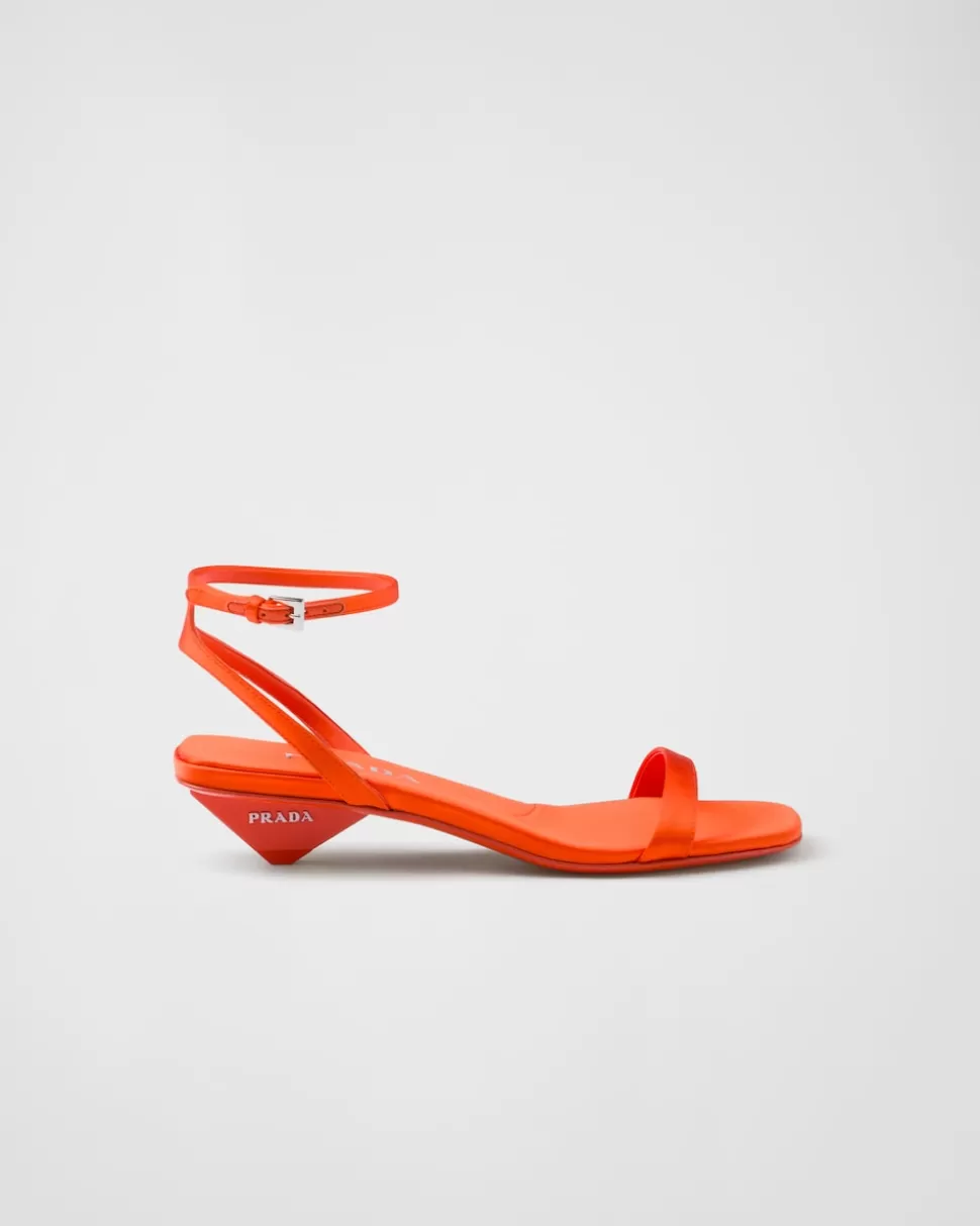 New Prada Sandalen Aus Satin Schwarz
