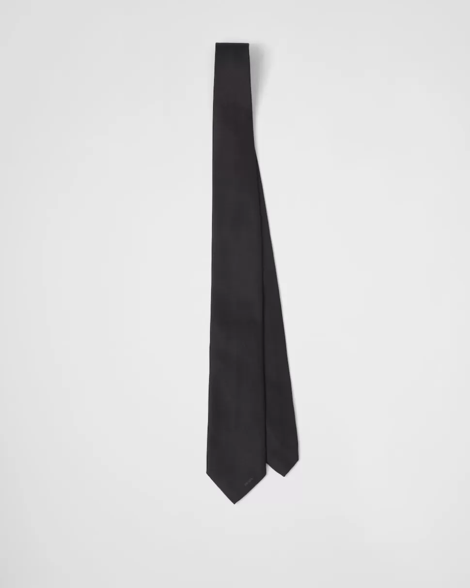 Clearance Prada Satinkrawatte Schwarz