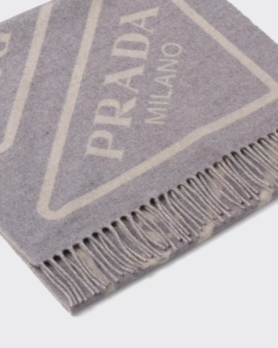 Outlet Prada Schal Aus Doppel-kaschmir Schwarz/Grau