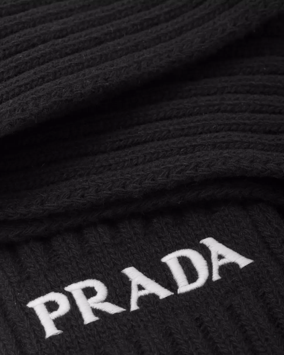 Outlet Prada Schal Aus Kaschmir Und Wolle Schwarz