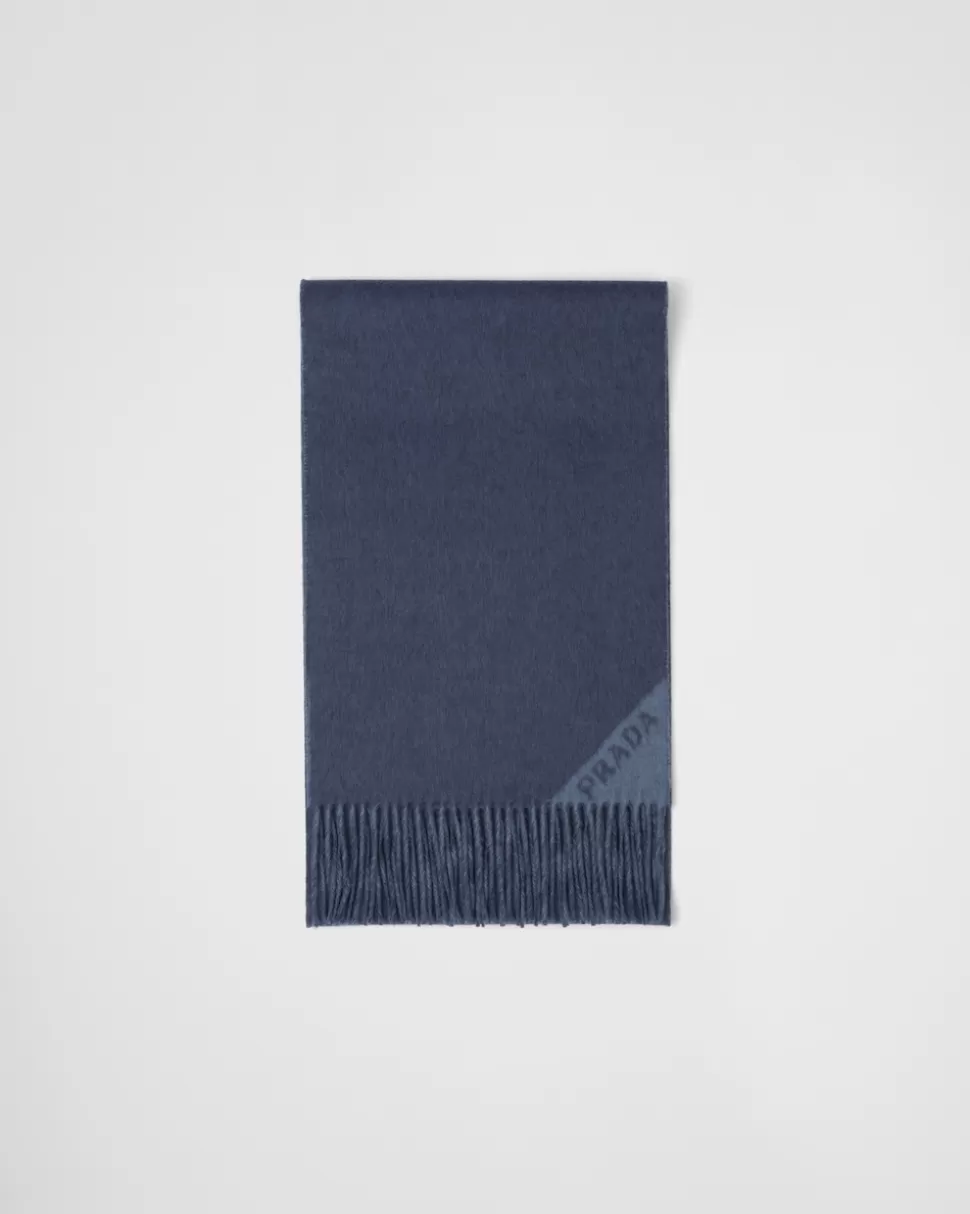 Flash Sale Prada Schal Aus Kaschmir-doppelgewebe Ostseeblau/Fliegerblau