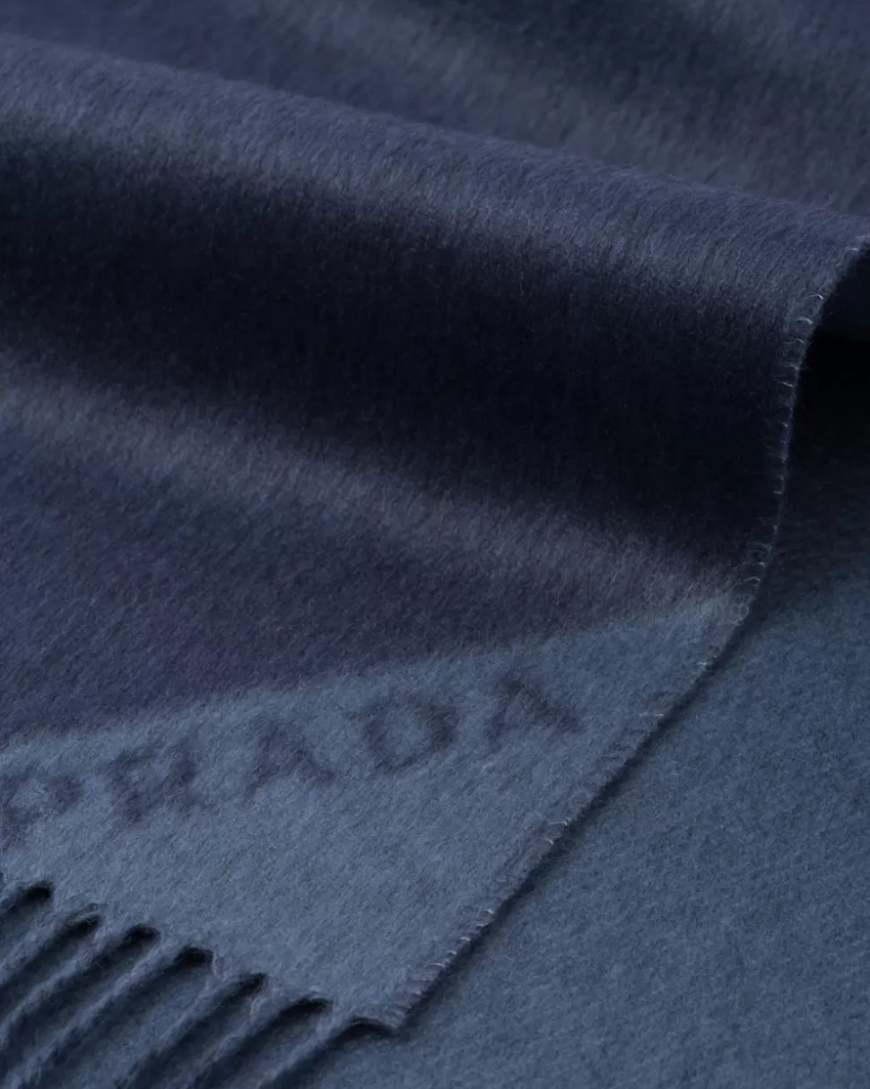 Flash Sale Prada Schal Aus Kaschmir-doppelgewebe Ostseeblau/Fliegerblau