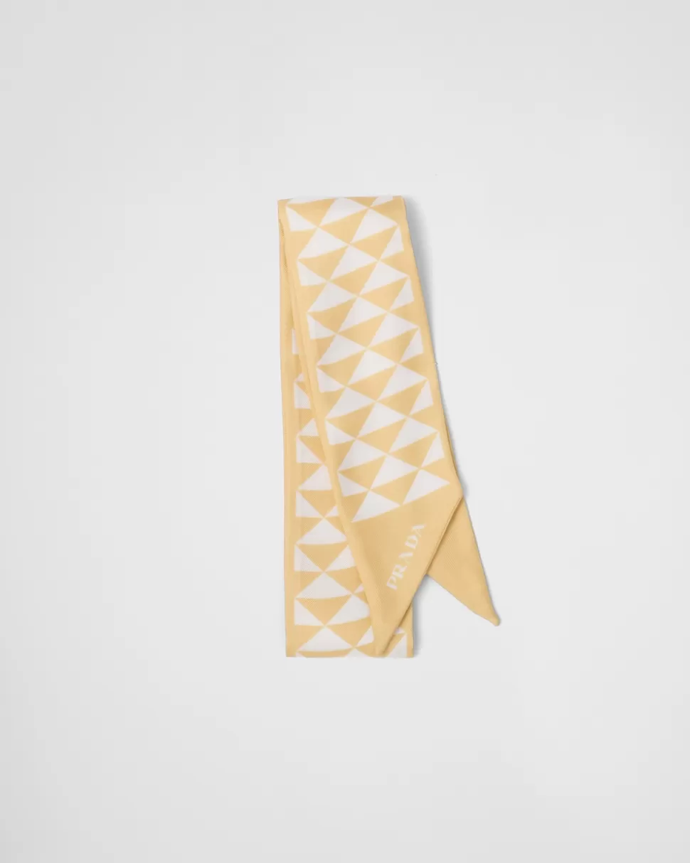 Store Prada Schal Aus Twill Mit Print Weiß/Platin