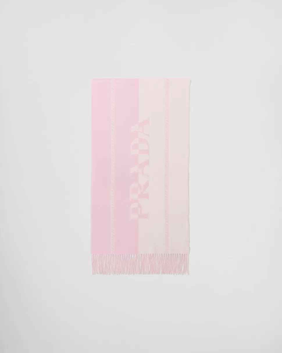 Shop Prada Schal Aus Wolle Alabaster/Talk
